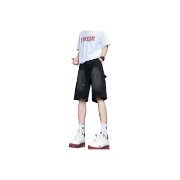 UPXIW Denim Shorts Unisex Distressed Gray
