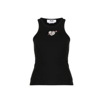 MSGM Ribbed Heart embellished Top