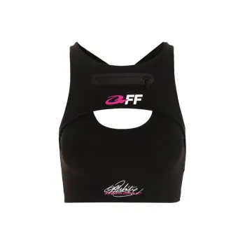OFF-WHITE For Run Logo Printed Cut-Out Sports Bra