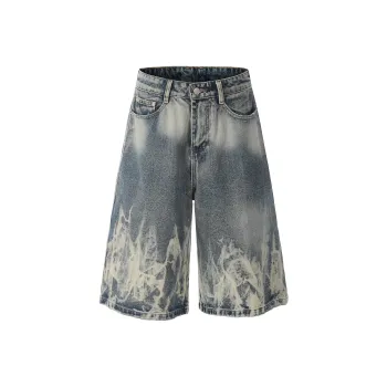 WLNEXT Jeans Loose Fit Trendy Brand Pants Shorts Knee Length Pants Unisex