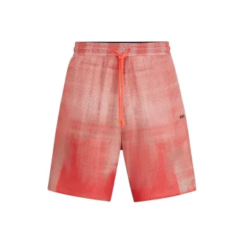 HUGO BOSS Printed-Mesh Shorts With Logo Detail Casual Shorts Men's Red