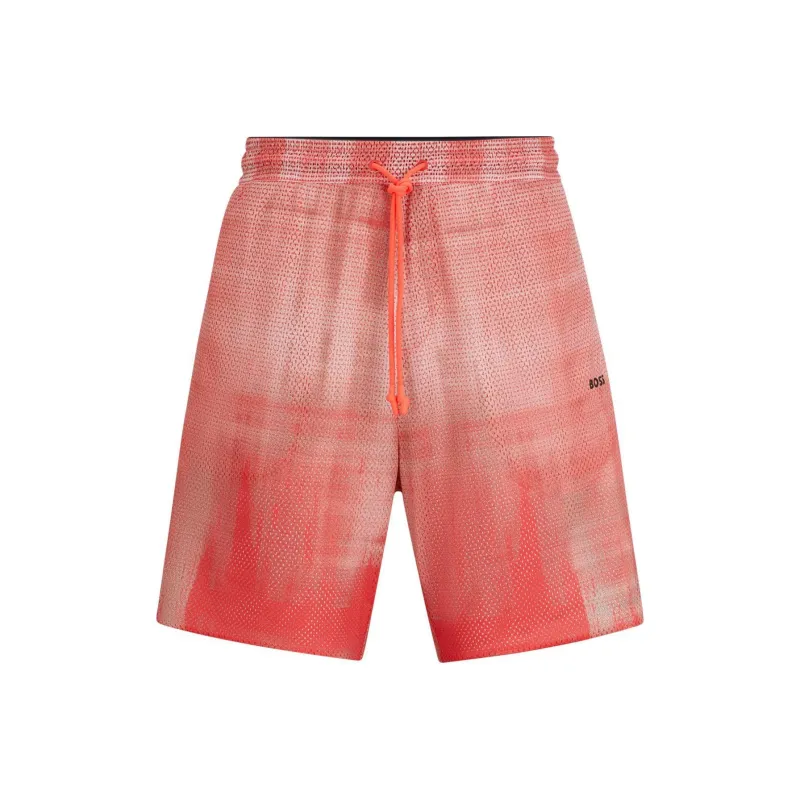HUGO BOSS Printed-Mesh Shorts With Logo Detail Casual Shorts Men's Red-0