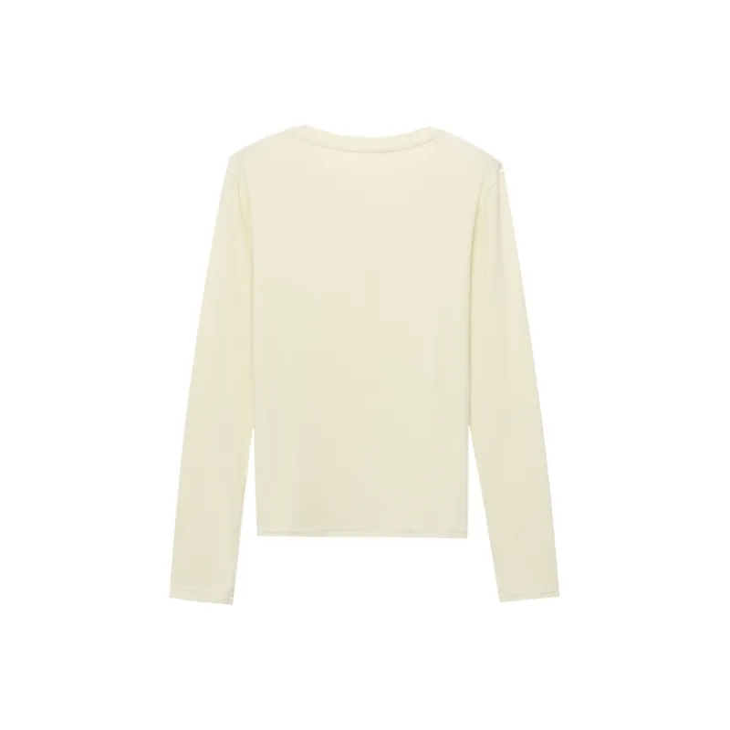 CHARM PICK Drop Shoulder Sleeve T Shirt Women's Yellow-1