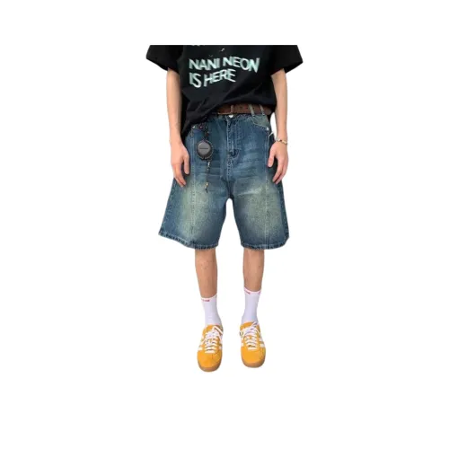 DUATOGE Denim Shorts Men's Vintage Blue
