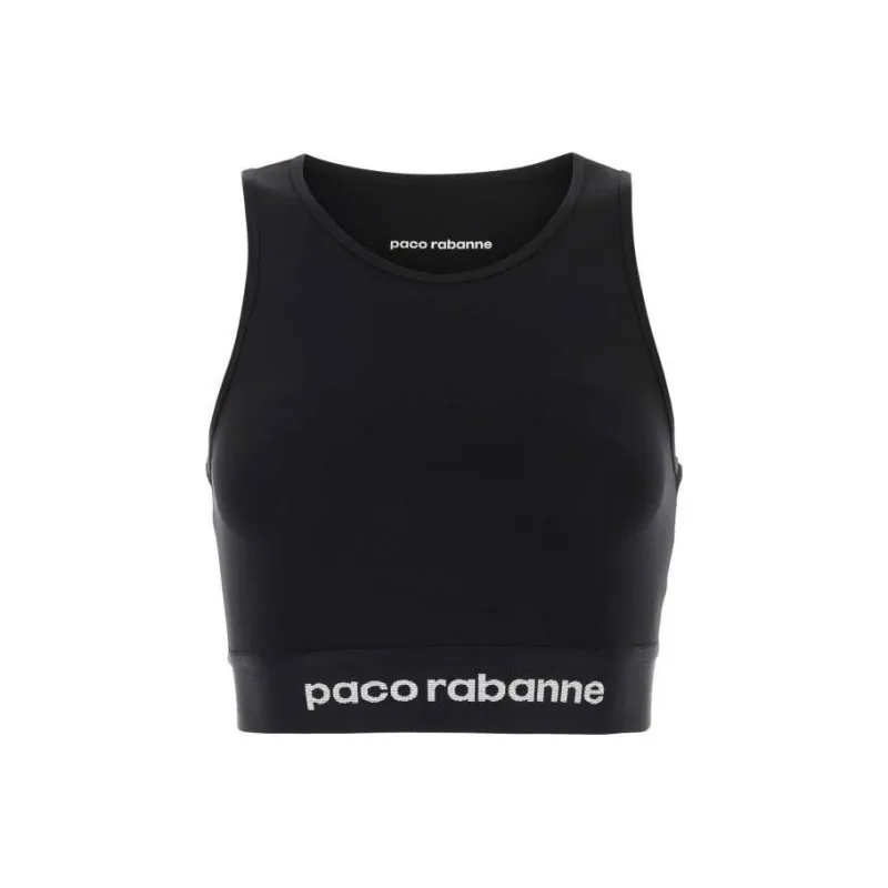 Paco Rabanne Logo Detailed Sleeveless Sports Bra-0