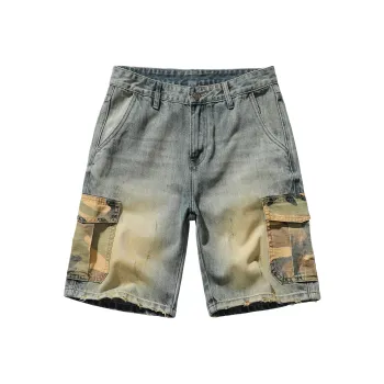 Ghost Mask Denim Shorts Unisex Yellow Mud