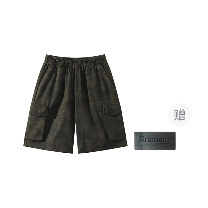 BRUMAIRE Cargo Shorts Unisex Camouflage Includes Brooch-0