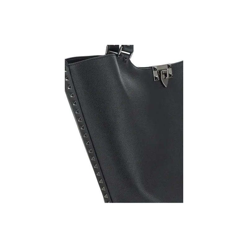 Valentino Rockstud Leather Handbag Women's Black-3