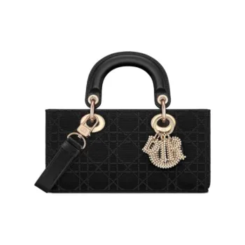 DIOR Lady D Joy Calfskin Shoulder Bag, Crossbody Bag, Handbag Small Size Women's Black