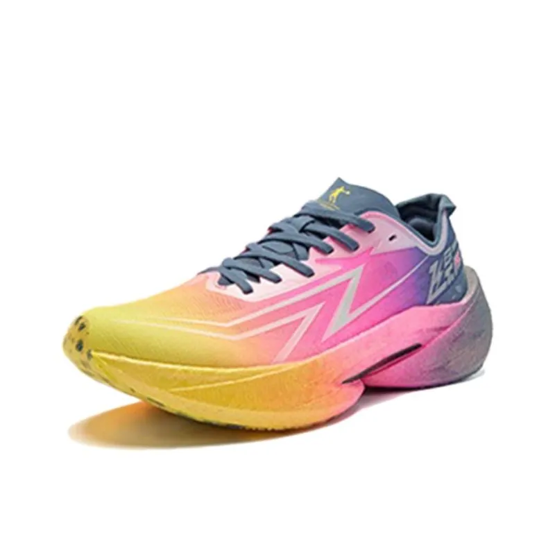 QIAODAN Feiying PRO 2.0 Cushioning Slip Resistant Low Top Carbon Plate Marathon Racing Running Shoes Men's Pink Blue-0