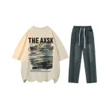Set (Apricot Top+Vintage Blue Pants)
