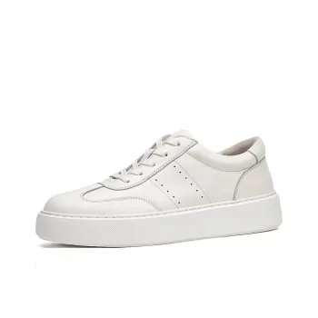 Devanro Abrasion Resistant Lightweight Slip Resistant Low Top Skateboard Shoes Men's White