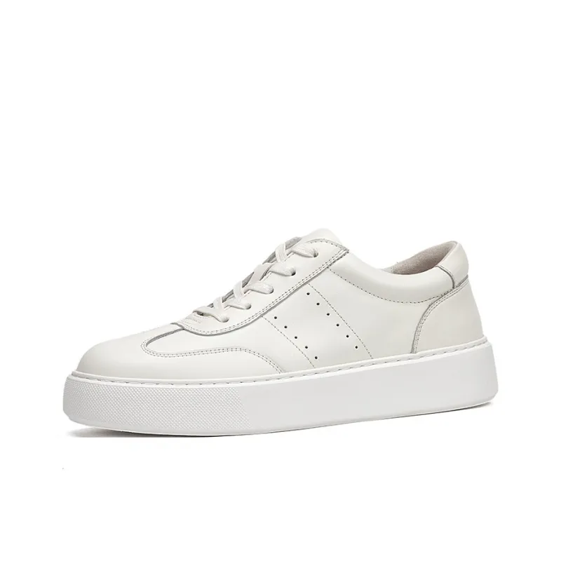 Devanro Abrasion Resistant Lightweight Slip Resistant Low Top Skateboard Shoes Men's White-0