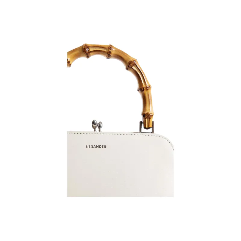 JIL SANDER Goji Calfskin Handbag Small Size Women's White-4