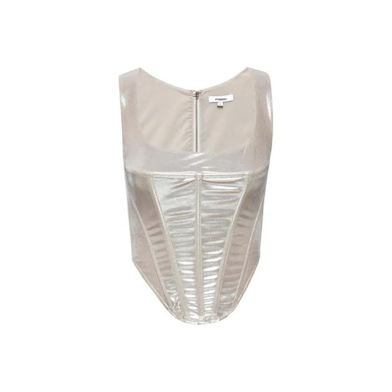 Miaou CAMPBELL CORSET Tank Tops Women's Silver Foil Color-0