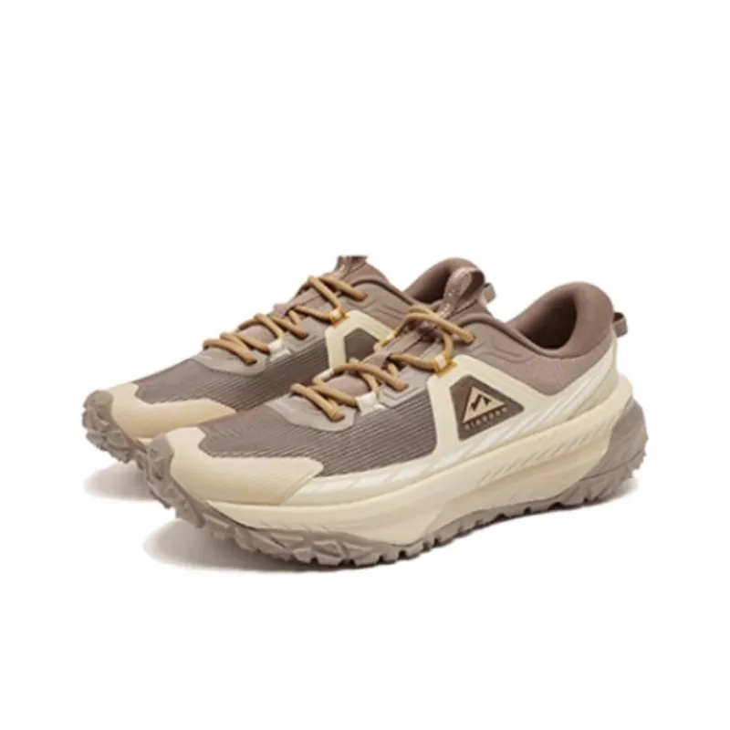 QIAODAN Breathable Lightweight Low Top Trail Running Shoes Men's Beige Brown-2