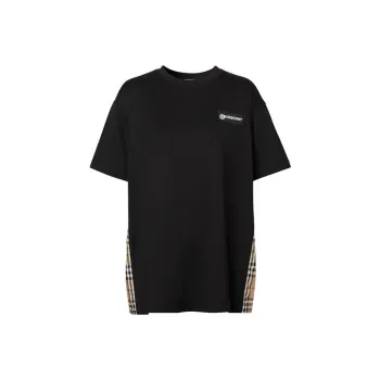 Burberry Women'ss Vintage Check Panel T shirt Black
