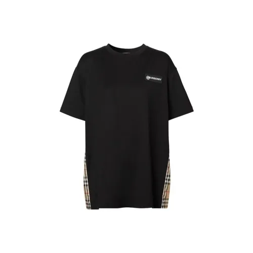 Burberry Women'ss Vintage Check Panel T shirt Black