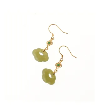 FANHAOGANG JADE Earrings Green Jade Women's