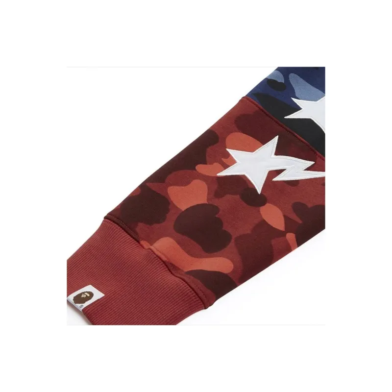 Bape X Russell Color Camo Ape Half Zip Pullover Hoodie-1