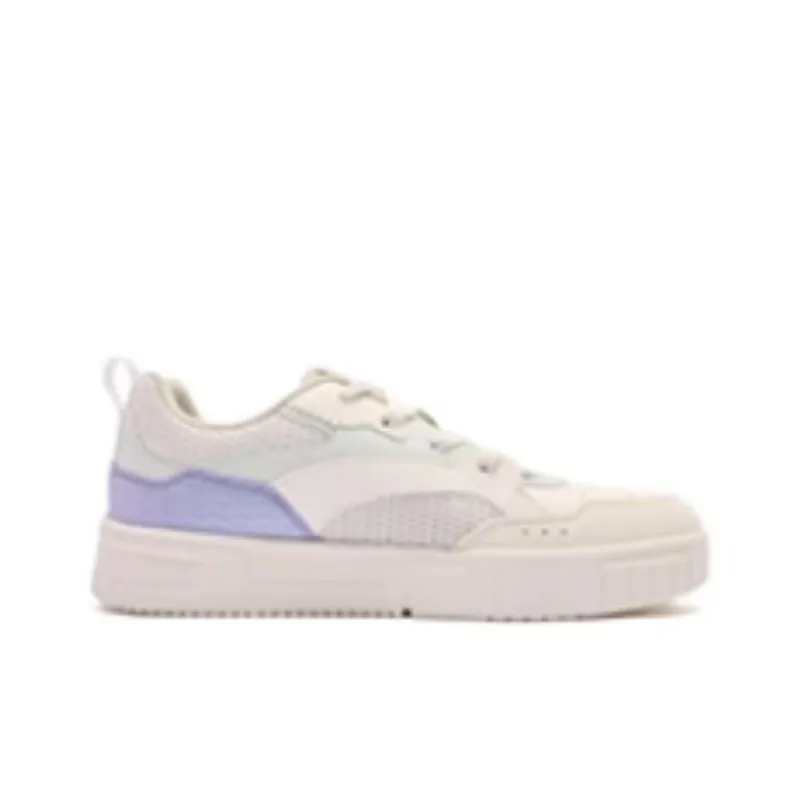 QIAODAN Dry Anti Slip Wear Resistant Low Top Skateboard Shoes Women's White Green Blue-1