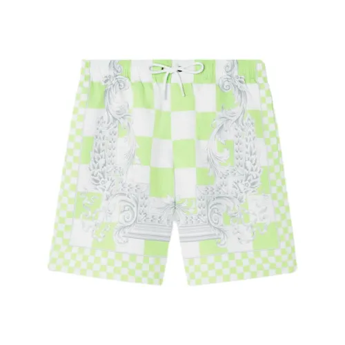 VERSACE Check Printed Drawstring Swim Shorts