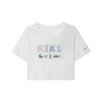 Nike Dri FIT Women's Print Cropped Crewneck T Shirt White