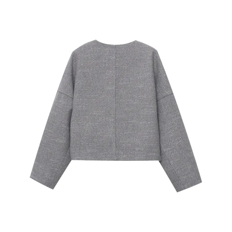 CHARM PICK Cropped Coat Women's Light Gray-1
