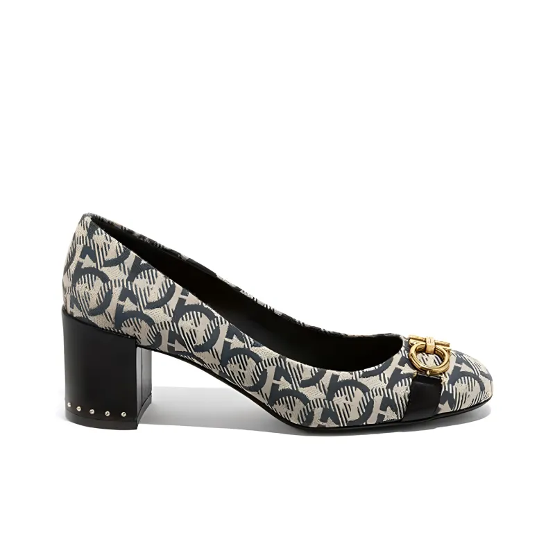 FERRAGAMO GANCINI Chunky Heel High Heels Women's Multicolor-1