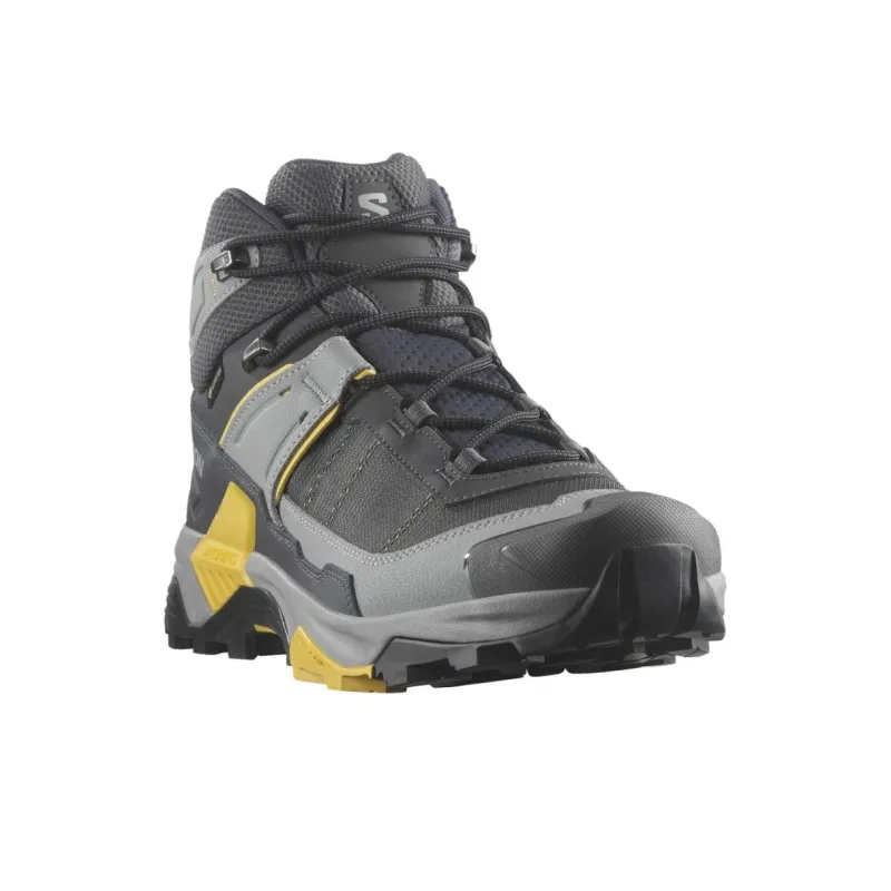 SALOMON X ULTRA 5 Shock Absorbers With Slip Resistant Features Mid Top Hiking Shoes Men's Gray Yellow-2