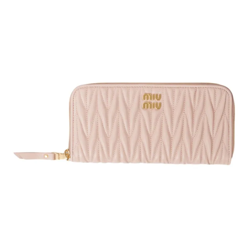 MIU MIU Matelassé Lambskin Wallet Large Size Women's Pink-0
