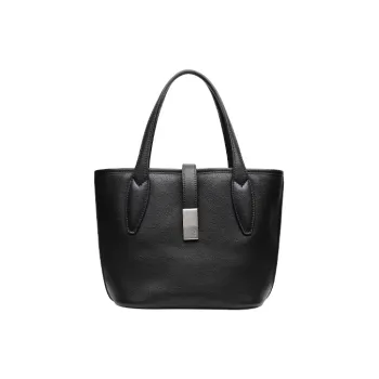 Qiuzhen Cow Leather Basket Bag, One Shoulder Handbag Women's Black/Coffee/Elephant Gray