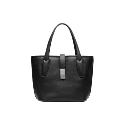 Qiuzhen Cow Leather Basket Bag, One Shoulder Handbag Women's Black/Coffee/Elephant Gray
