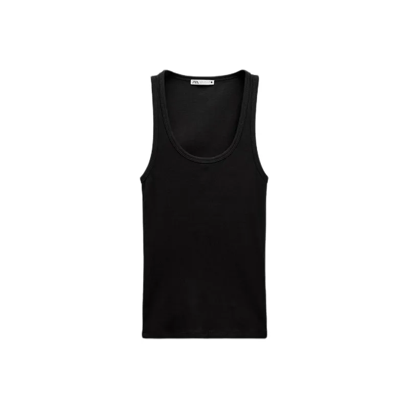 ZARA Tank Tops Women's Black-0