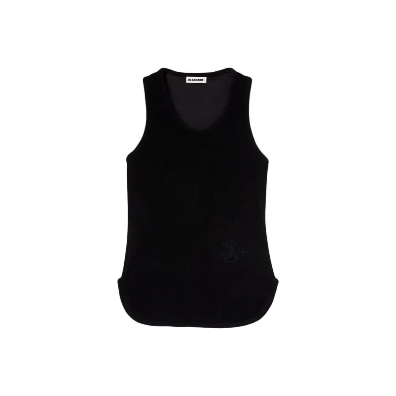 JIL SANDER Logo-appliqué Velvet Tank Top-0