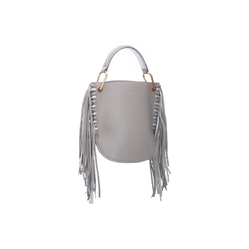 ZESH Cow Leather Fringe Commute Bucket Bag Handbag Medium Size Women's Multicolor-1