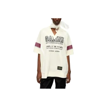 GANNI SS25 Raglan Sleeve T Shirt Women's Antique Style White