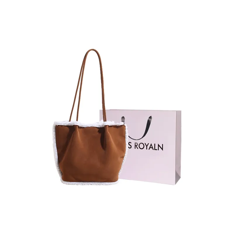 LOUIS ROYALN Suede Shoulder Bag Regular Women's Green/Coffee/Brown-8