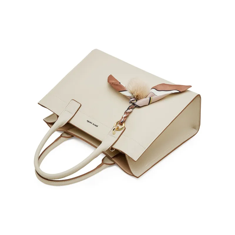 PIERRE CARDIN Split Cow Leather Handbag, Shoulder Bag, Crossbody Bag Regular Women's Blue/Beige/Milk Tea-12