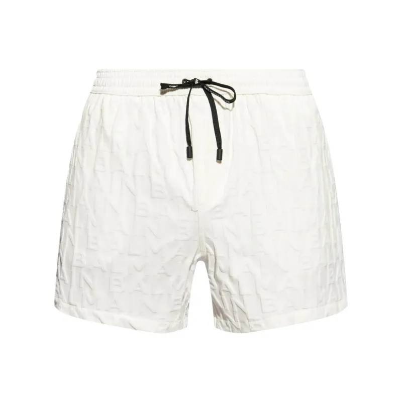 BALMAIN Logo Monogram Drawstring Swim Shorts-0
