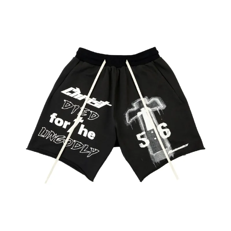 RESERFF Shorts Hip Hop Vintage Summer Trendy Brand Knee Length Pants Men's Black Gray-0
