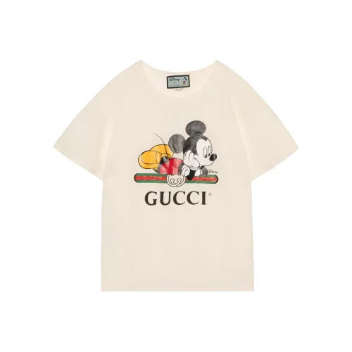 GUCCI X Disney Mickey Mouse Logo Short Sleeve T shirt Graywhite