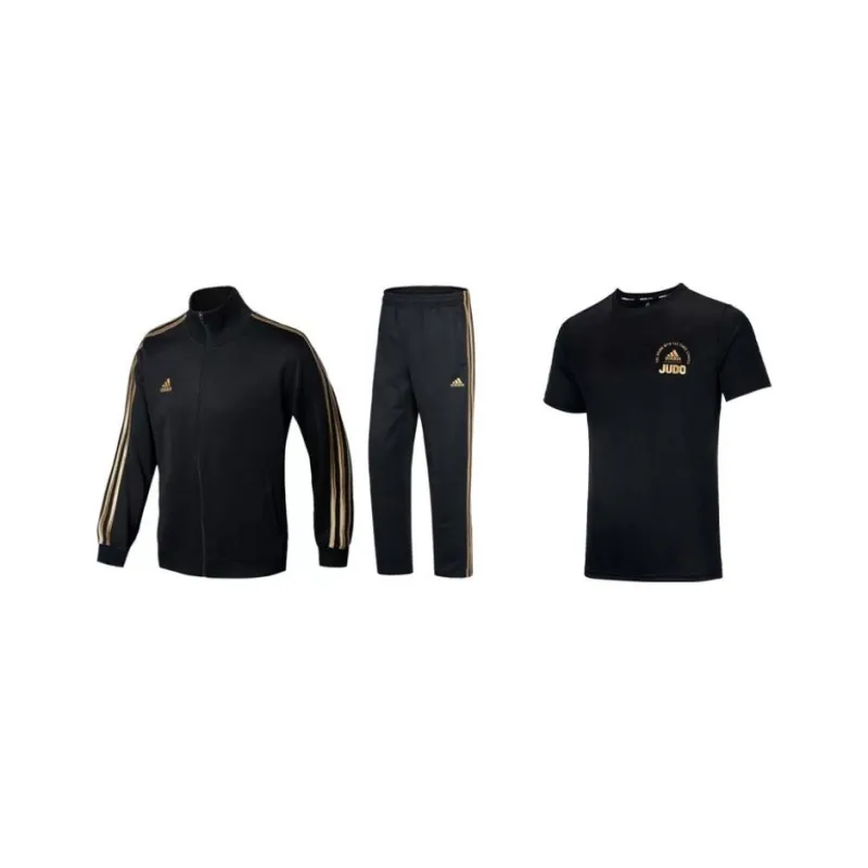Adidas Casual Sportswear Men's Black/Gold/Black Background With Gold Label-0