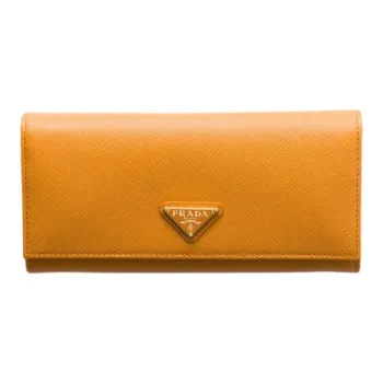 PRADA Saffiano Leather Wallet Large Size Women's Saffron