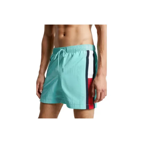 Tommy Hilfiger Slim Fit Stripe 7' Swim Trunk Swimwear Light Jade Casual Shorts Men's Green