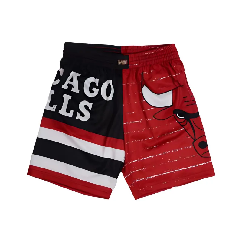 Mitchell Ness Basketball Shorts Unisex Red Black Patchwork-0