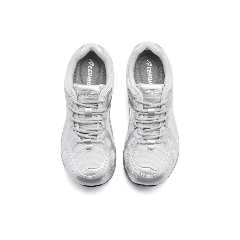 DEERWAY Height Increasing Abrasion Resistant Lightweight Low Top Casual Shoes Women's Silver Gray-3