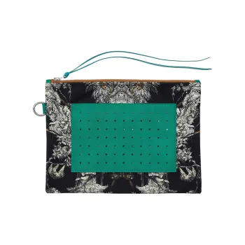 HERMES Navette Goatskin Storage Bag Unisex Green & Black