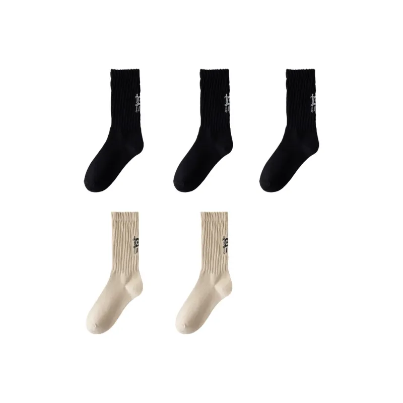 H YXIANG Mid Calf Socks Men's 5 Pack-13
