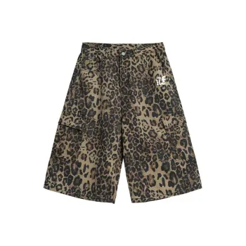 UF9193 American Vintage Workwear Trendy Brand Multi Pocket Unisex Leopard Print